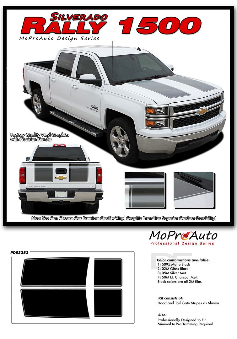 2014 2015 Chevy Silverado Rally 1500 3m Vinyl Hood Tail