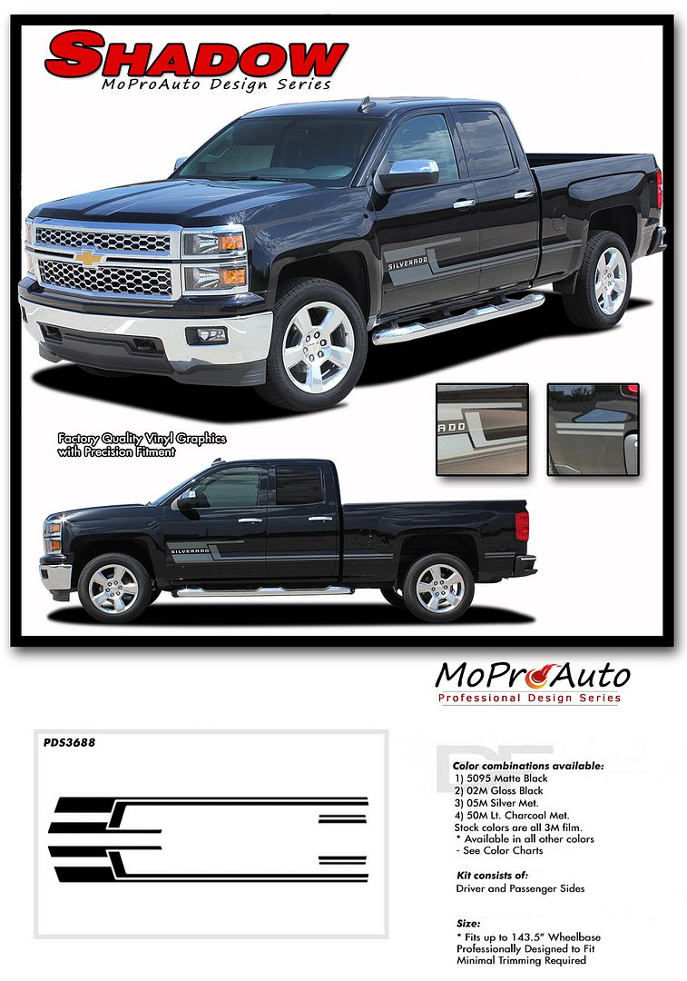 2014 2018 Shadow Chevy Silverado 3m Vinyl Lower Side Door