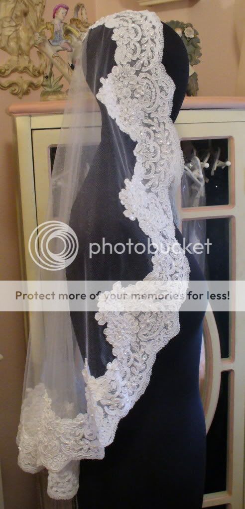 Pearls Sequins Bugle Beads French Lace Bridal Mantilla 3 18 2011