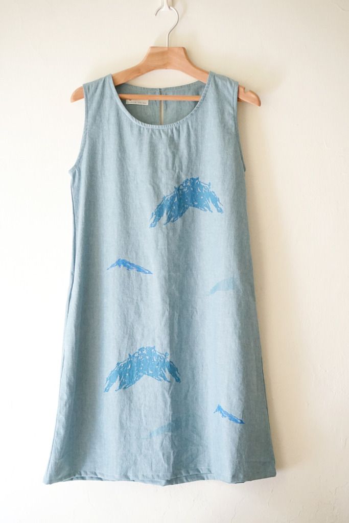Light cowboy transparent blue mountain edge comfortable pocket vest dress (with strap) - One Piece Dresses - Cotton & Hemp Blue