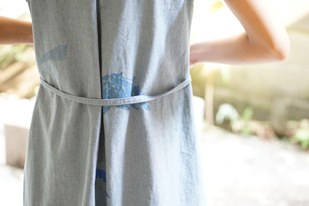 Light cowboy transparent blue mountain edge comfortable pocket vest dress (with strap) - One Piece Dresses - Cotton & Hemp Blue